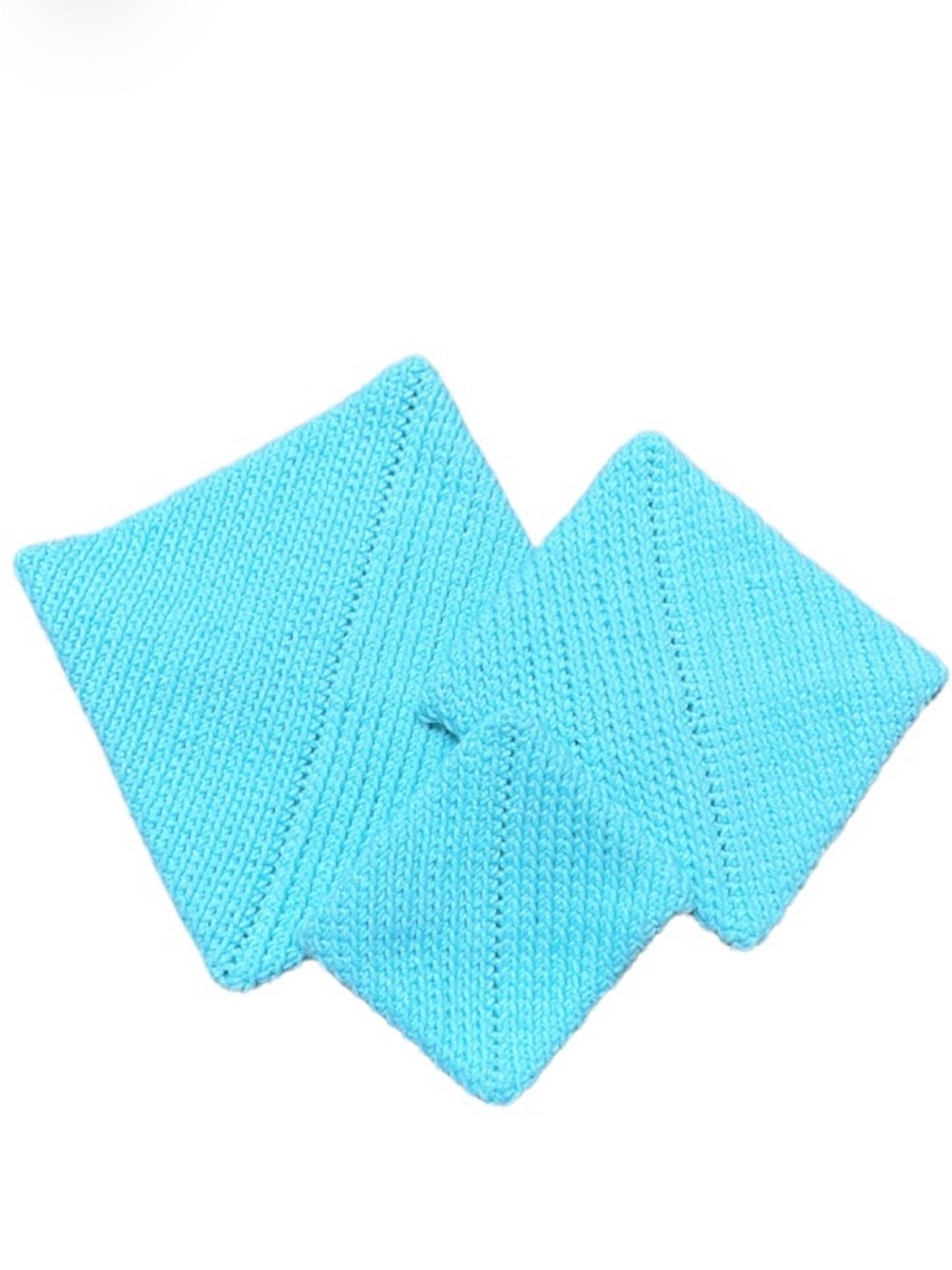 Handmade mint green crochet knit pot holder trio